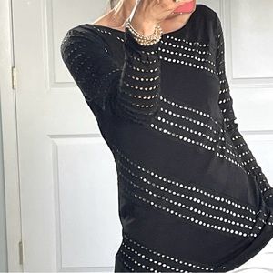 Bailey 44 Black Perforated Black Long Sleeve Top